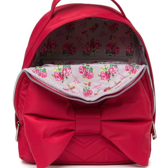 Betsey Johnson Large Bow Backpack & Large Bow Wallet Red 2 Piece Set - Picture 5 of 7